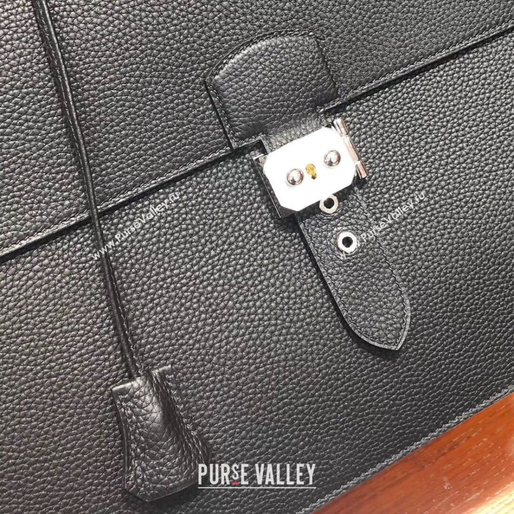 Hermes Sac a Depeches 38 Briefcase in Togo Leather Black 2024(Full Handmade) (XYA-24082107)