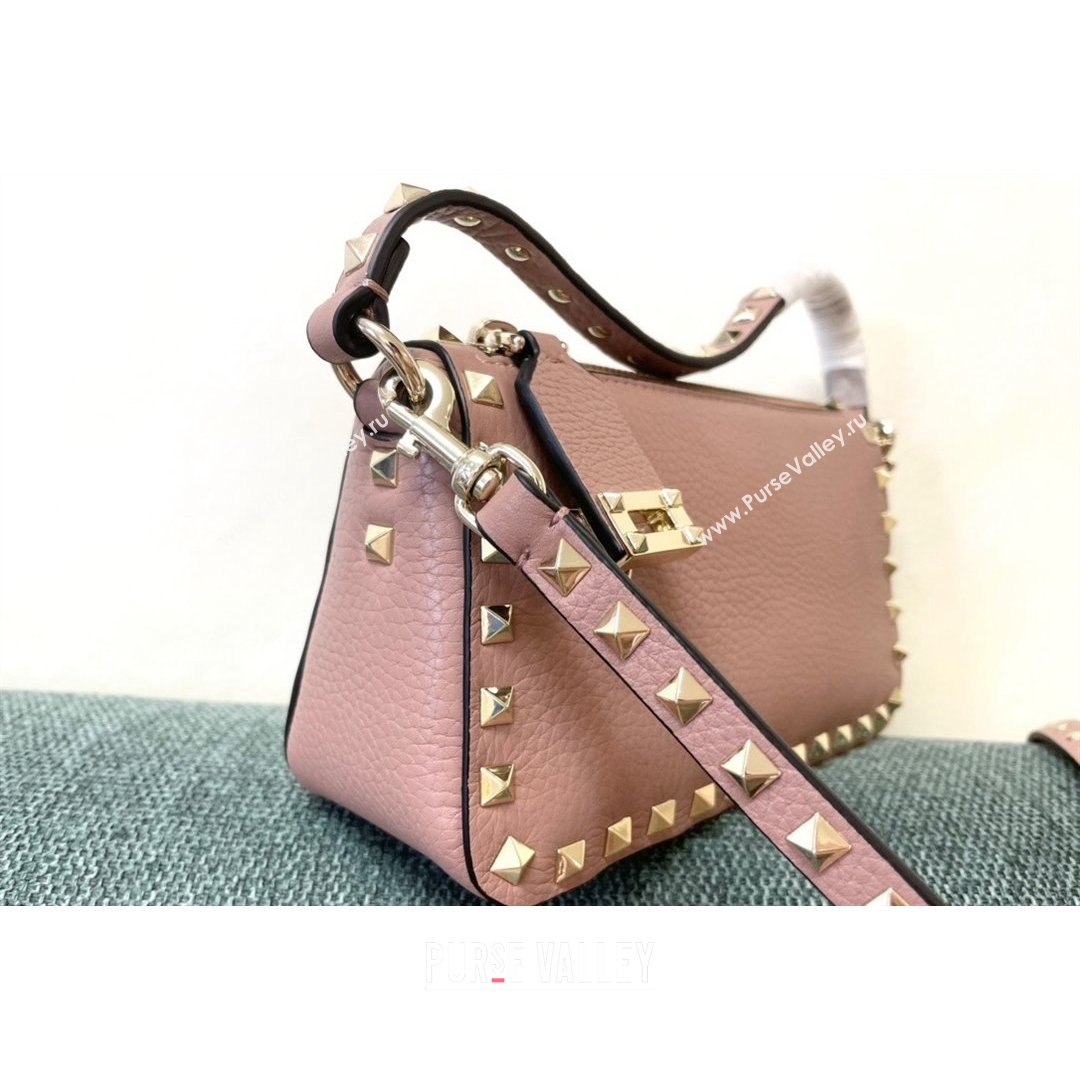 Valentino Small Rockstud Grainy Calfskin Crossbody Bag Light Pink 2021 5500 (JD-21090942)