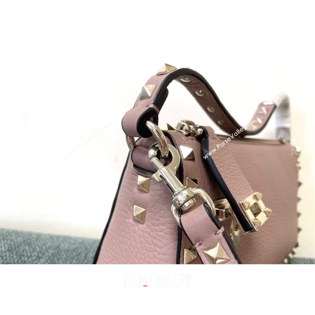 Valentino Small Rockstud Grainy Calfskin Crossbody Bag Light Pink 2021 5500 (JD-21090942)