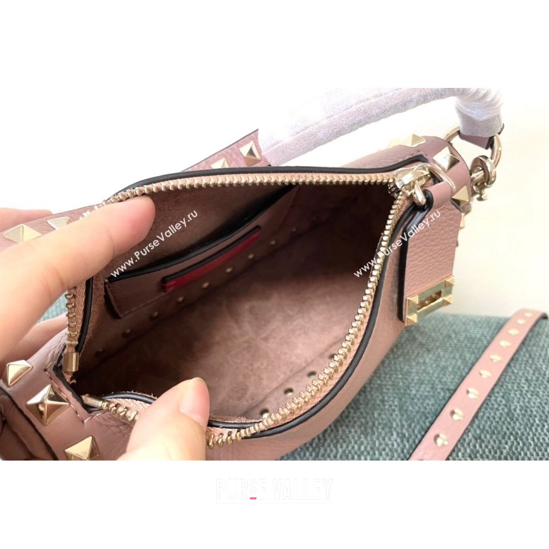 Valentino Small Rockstud Grainy Calfskin Crossbody Bag Light Pink 2021 5500 (JD-21090942)