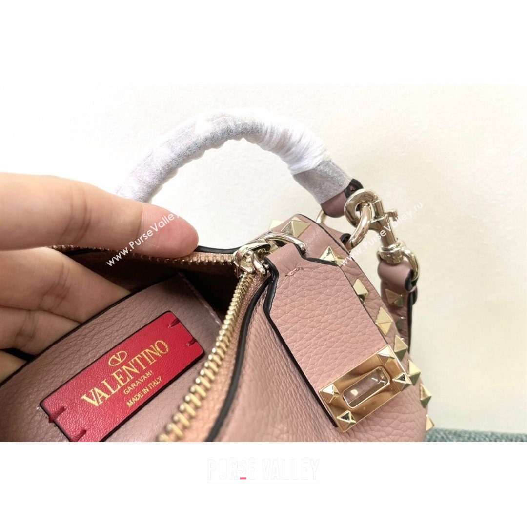 Valentino Small Rockstud Grainy Calfskin Crossbody Bag Light Pink 2021 5500 (JD-21090942)