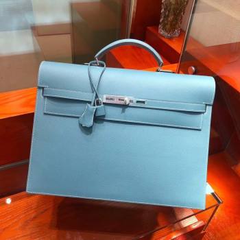 Hermes Kelly 38 Briefcase in Epsom Leather Blue 2024(Full Handmade) (XYA-24082110)