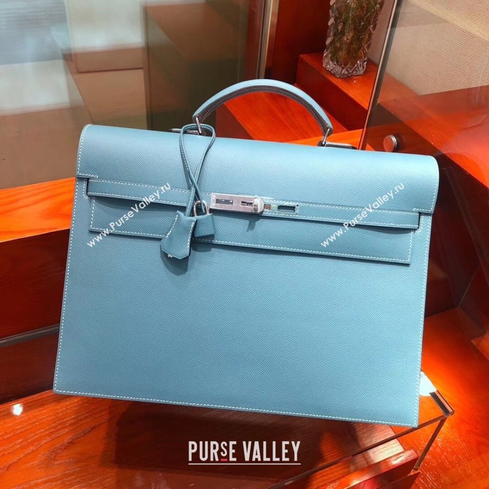 Hermes Kelly 38 Briefcase in Epsom Leather Blue 2024(Full Handmade) (XYA-24082110)