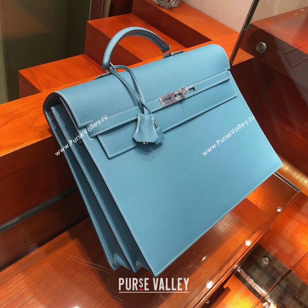 Hermes Kelly 38 Briefcase in Epsom Leather Blue 2024(Full Handmade) (XYA-24082110)