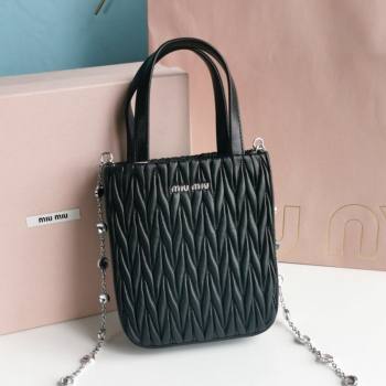 Miu Miu Matelasse Nappa Lambskin Mini Tote Bag 5BA220 Black 2021 (JD-21091010)