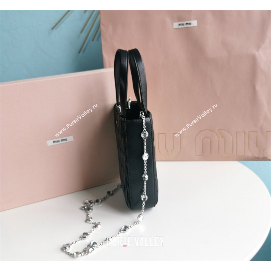 Miu Miu Matelasse Nappa Lambskin Mini Tote Bag 5BA220 Black 2021 (JD-21091010)