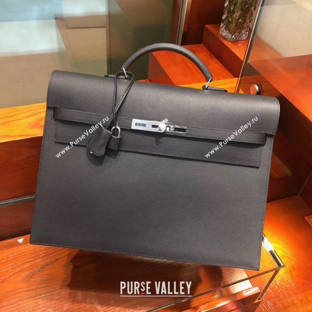 Hermes Kelly 38 Briefcase in Epsom Leather Black 2024(Full Handmade) (XYA-24082111)