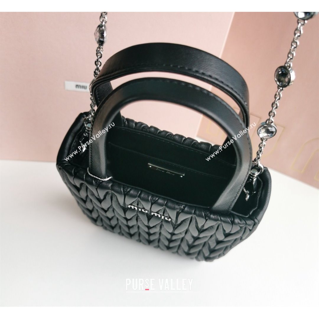 Miu Miu Matelasse Nappa Lambskin Mini Tote Bag 5BA220 Black 2021 (JD-21091010)