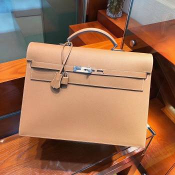 Hermes Kelly 38 Briefcase in Epsom Leather Brown 2024(Full Handmade) (XYA-24082112)