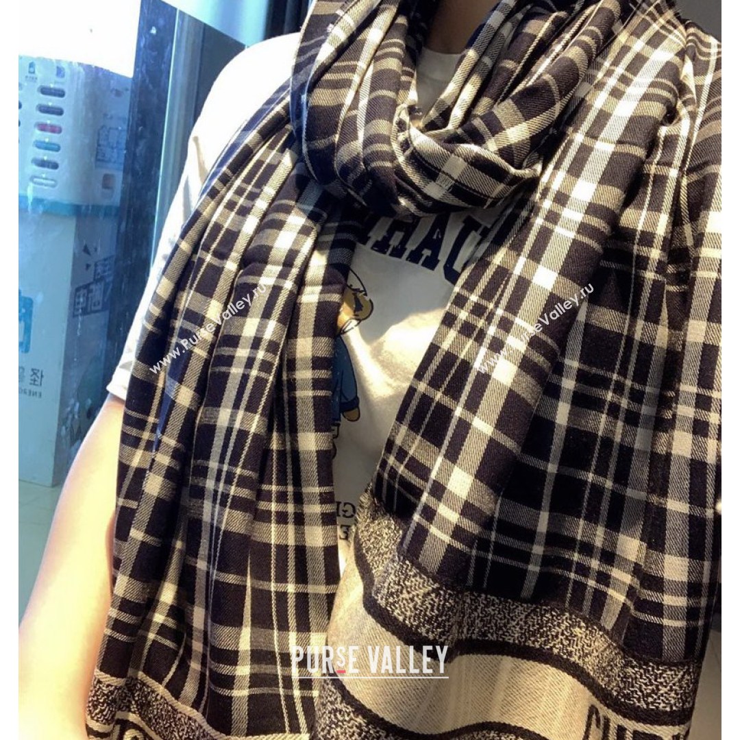 Dior Check Cashmere Scarf 70x200cm Blue 2021 (A-21081824)