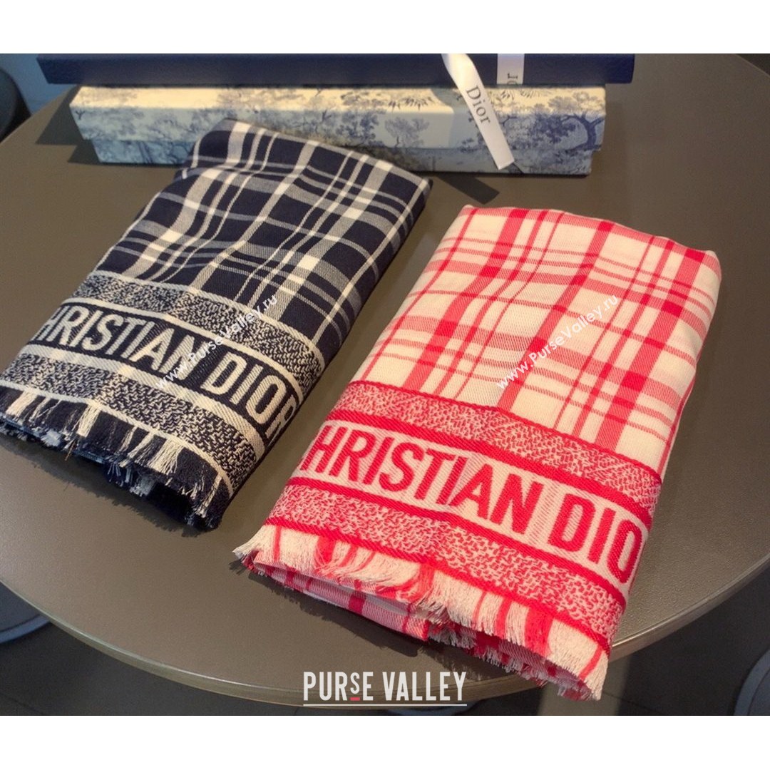 Dior Check Cashmere Scarf 70x200cm Blue 2021 (A-21081824)