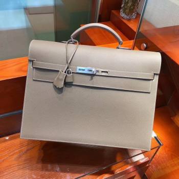 Hermes Kelly 38 Briefcase in Epsom Leather Etoupe 2024(Full Handmade) (XYA-24082113)