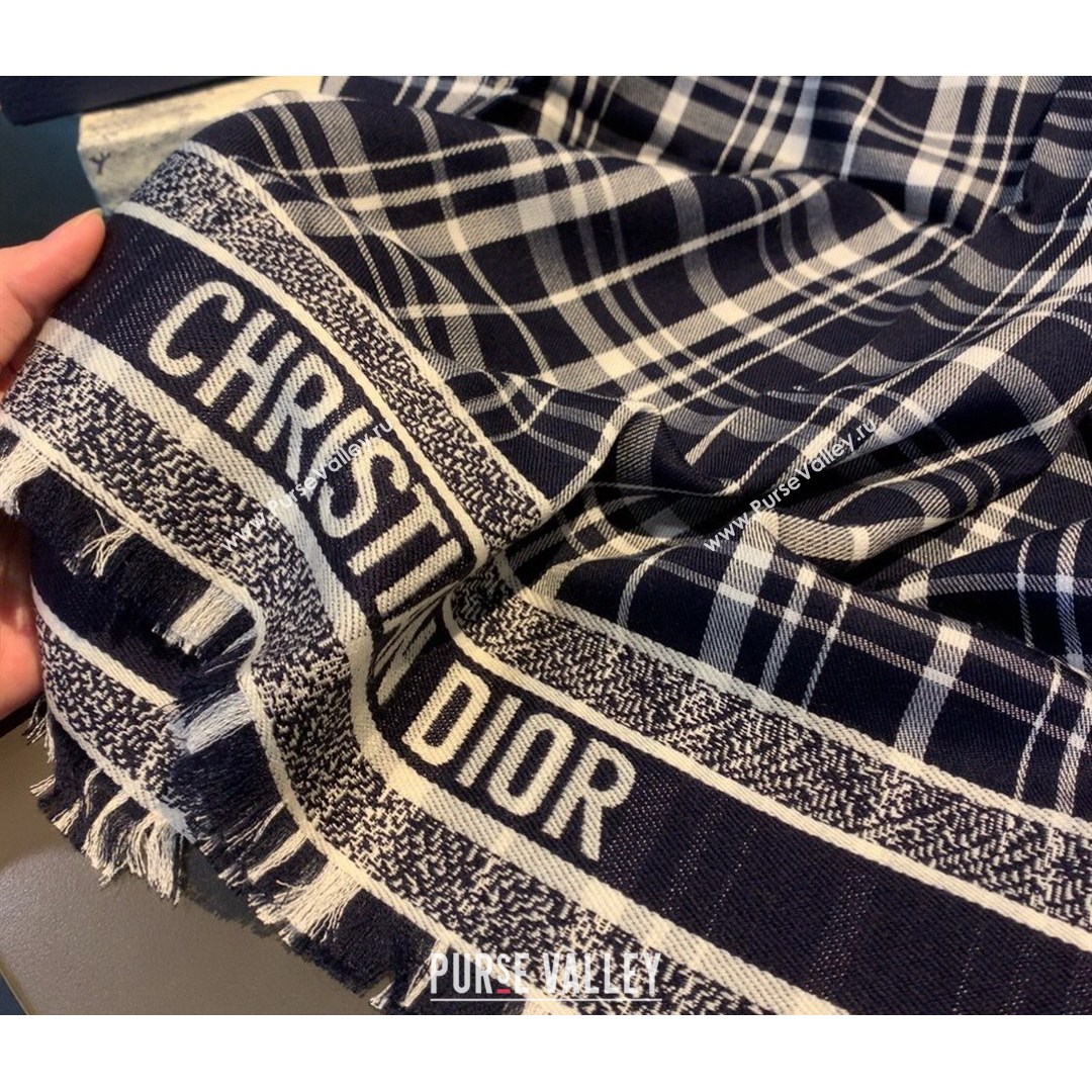 Dior Check Cashmere Scarf 70x200cm Blue 2021 (A-21081824)