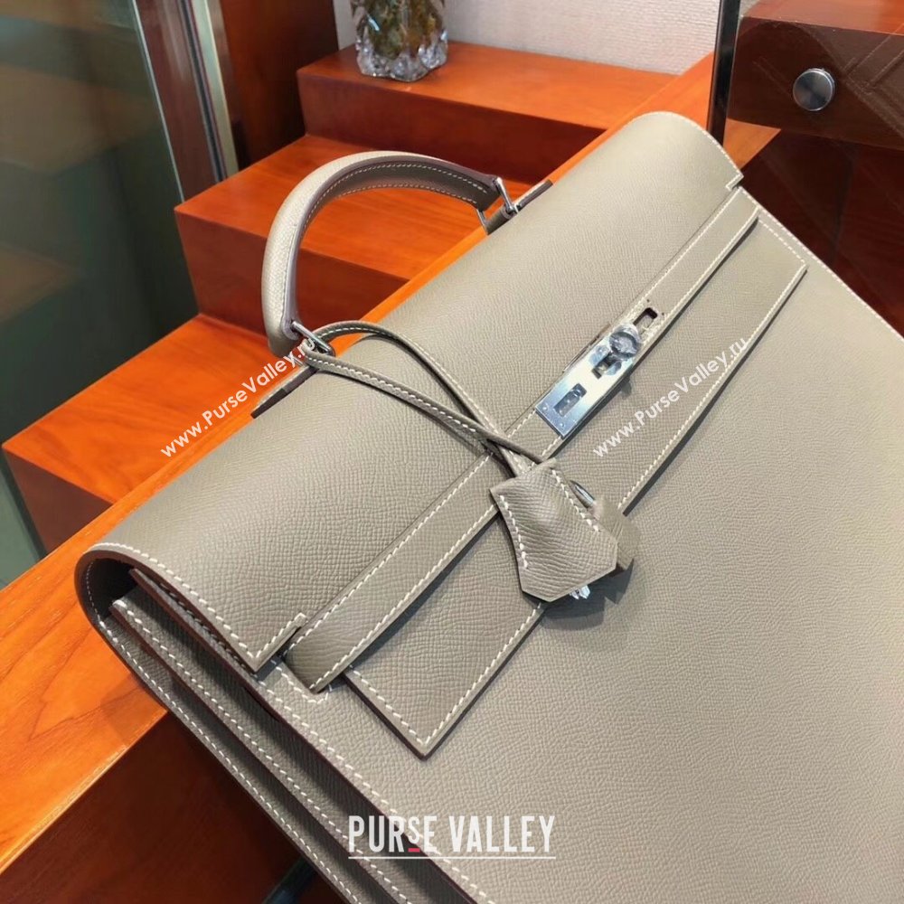 Hermes Kelly 38 Briefcase in Epsom Leather Etoupe 2024(Full Handmade) (XYA-24082113)