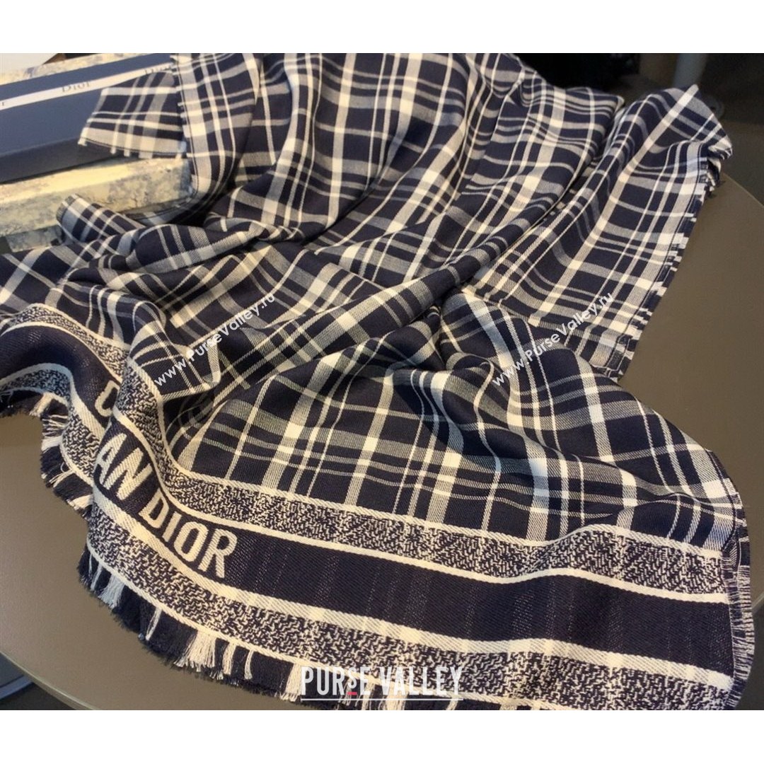Dior Check Cashmere Scarf 70x200cm Blue 2021 (A-21081824)