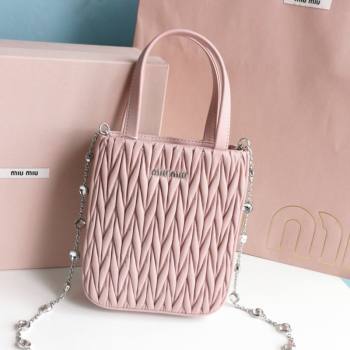 Miu Miu Matelasse Nappa Lambskin Mini Tote Bag 5BA220 Pink 2021 (JD-21091009)