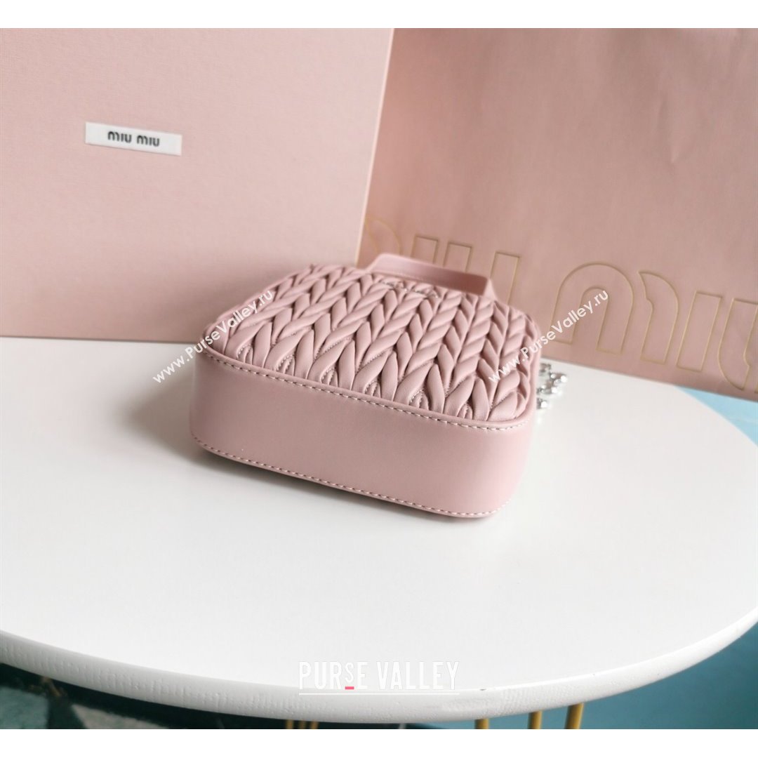 Miu Miu Matelasse Nappa Lambskin Mini Tote Bag 5BA220 Pink 2021 (JD-21091009)