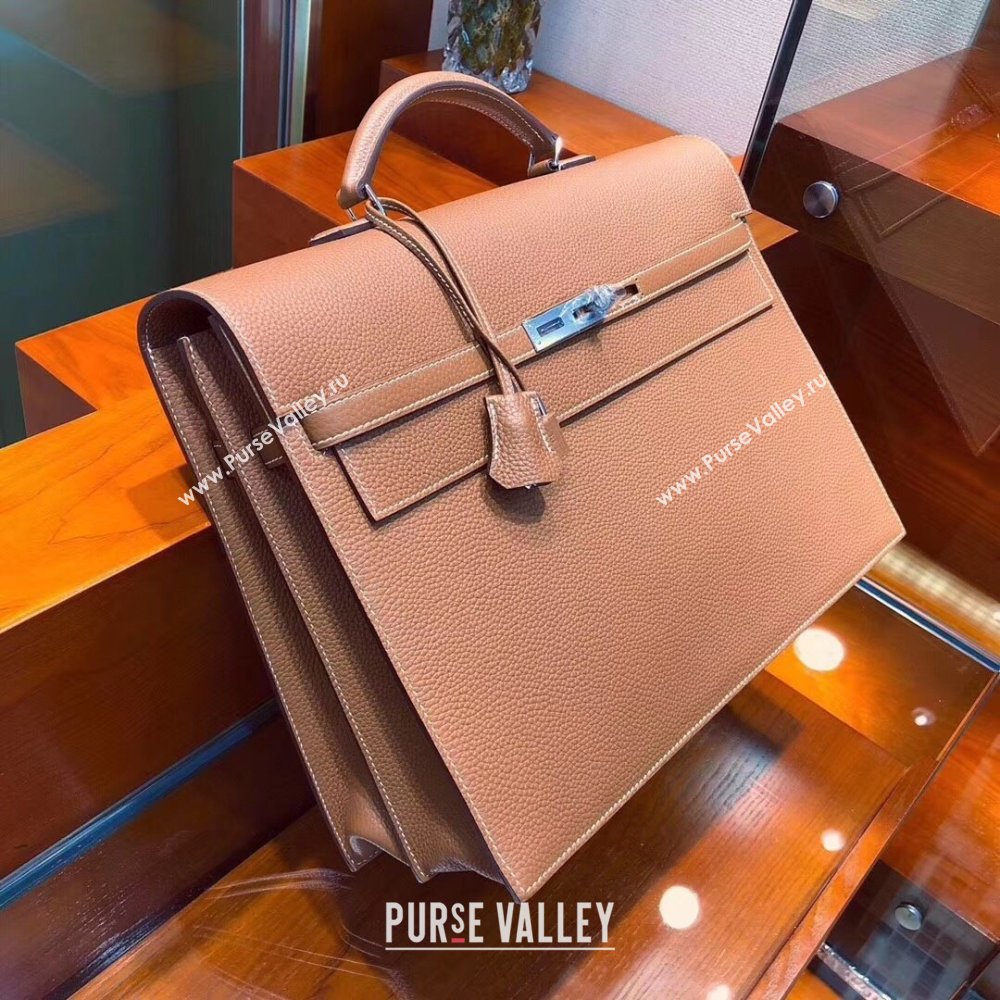 Hermes Kelly 38 Briefcase in Togo Leather Brown 2024(Full Handmade) (XYA-24082115)