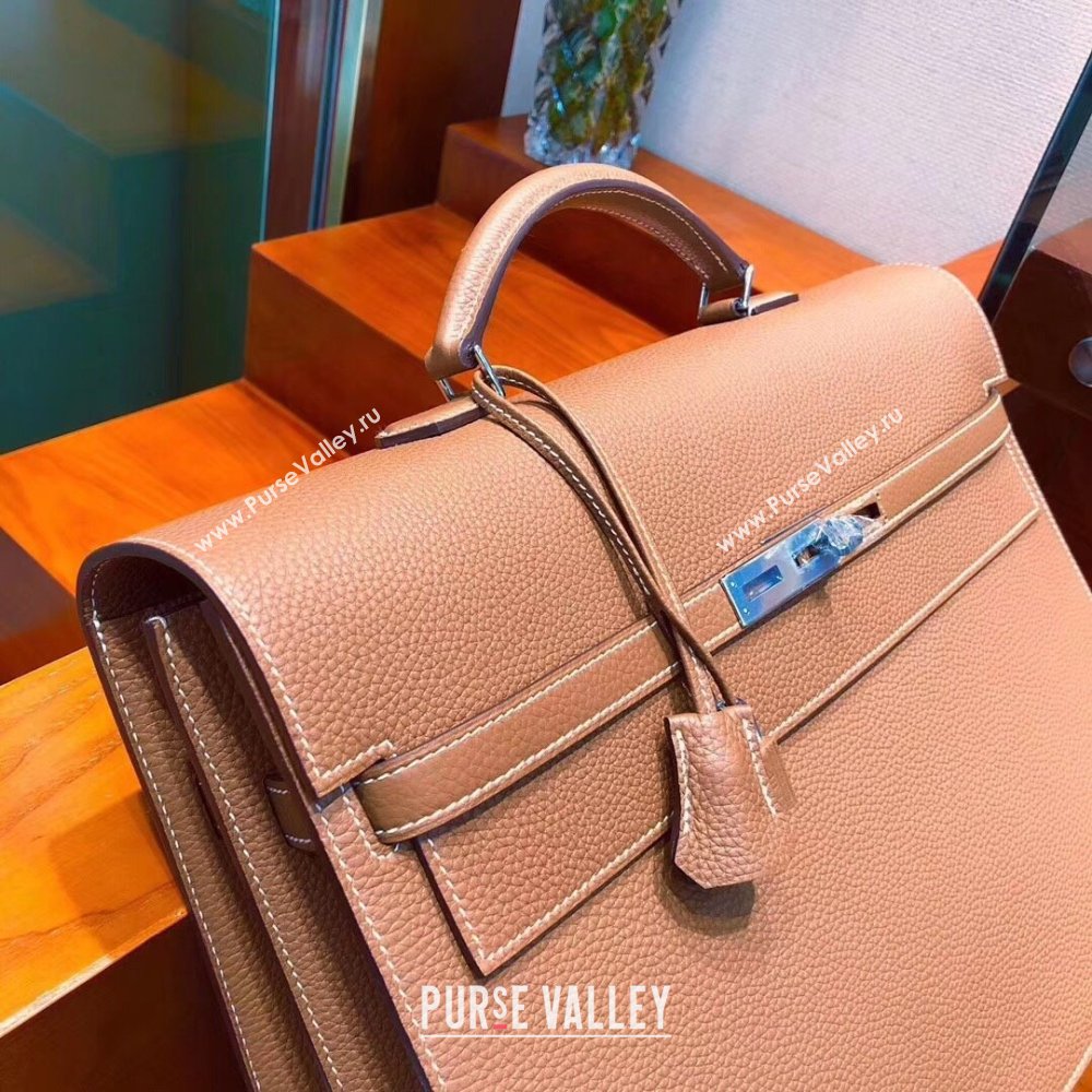 Hermes Kelly 38 Briefcase in Togo Leather Brown 2024(Full Handmade) (XYA-24082115)