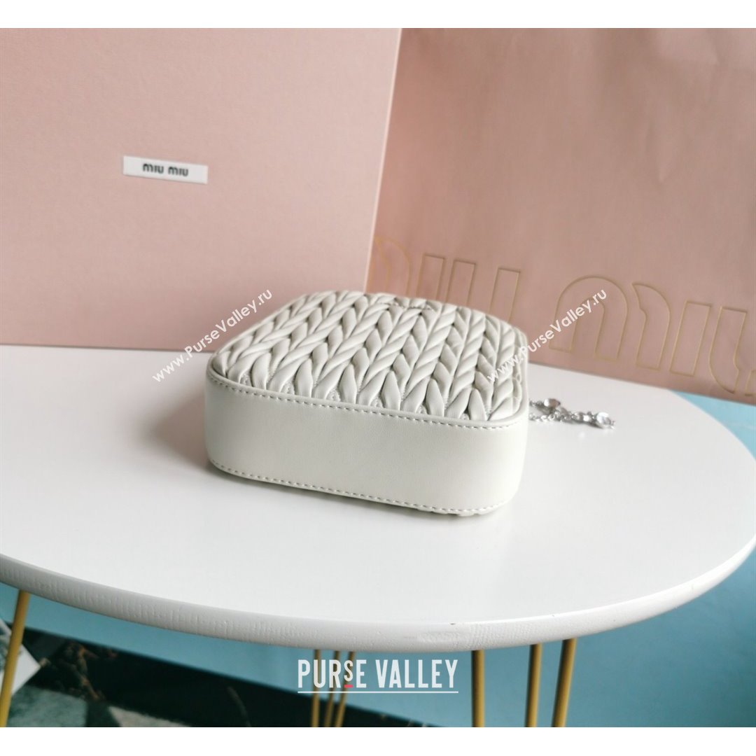 Miu Miu Matelasse Nappa Lambskin Mini Tote Bag 5BA220 White 2021 (JD-21091007)