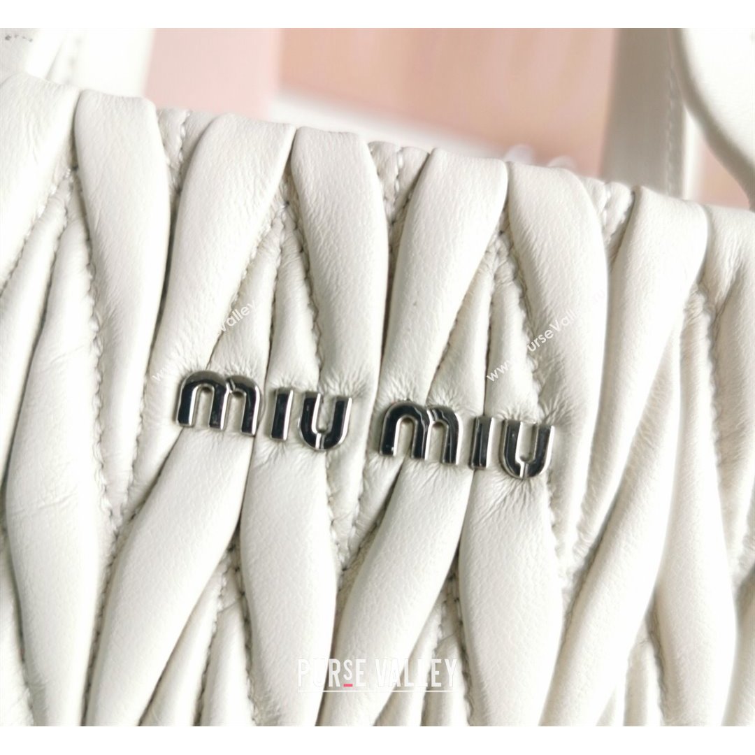 Miu Miu Matelasse Nappa Lambskin Mini Tote Bag 5BA220 White 2021 (JD-21091007)