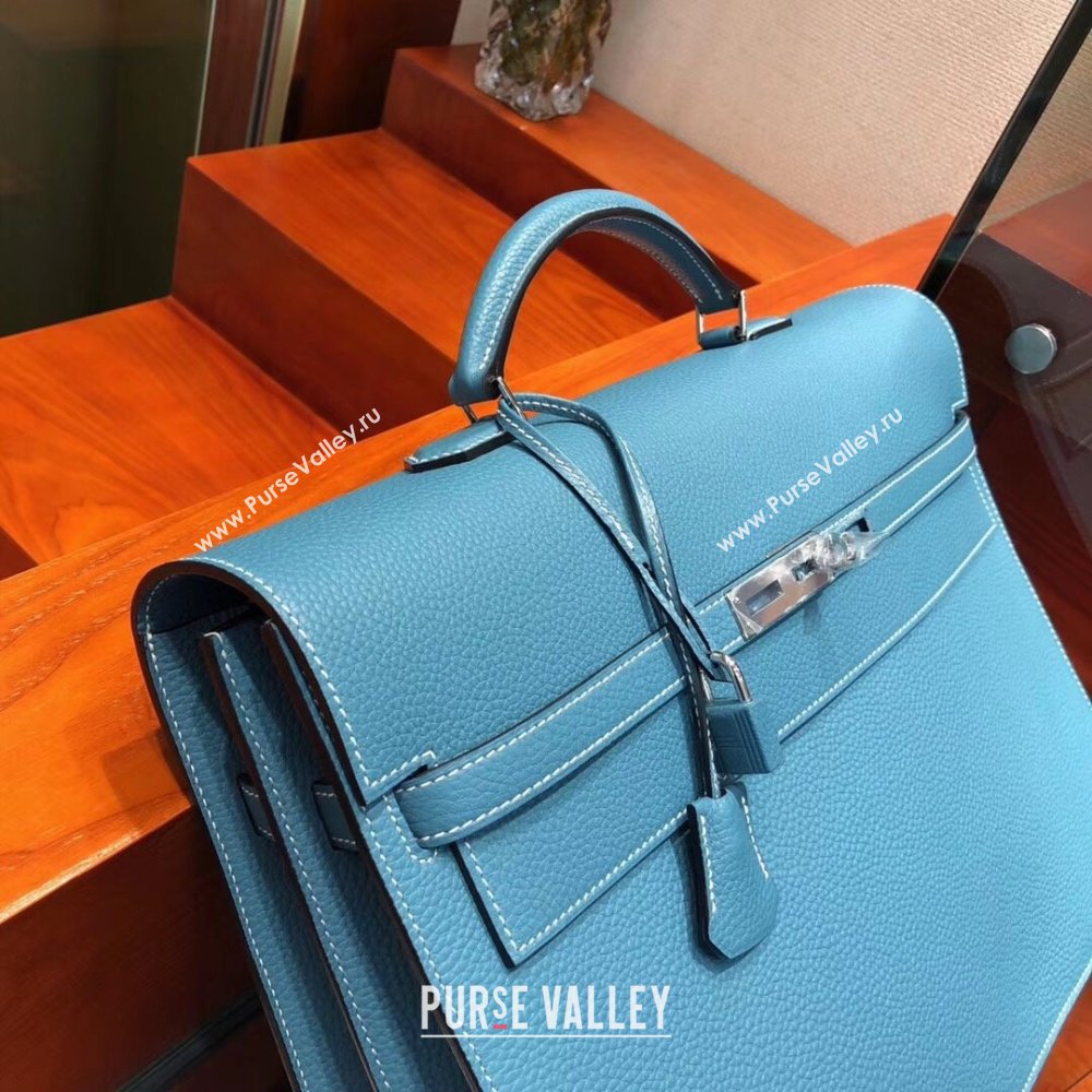 Hermes Kelly 38 Briefcase in Togo Leather Blue 2024(Full Handmade) (XYA-24082117)