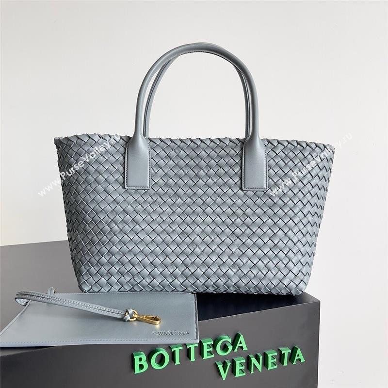 Bottega Veneta Small Cabat Tote Bag in Intreccio Leather 730297 Grey 2023 (MS-23101401)