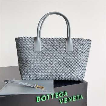 Bottega Veneta Small Cabat Tote Bag in Intreccio Leather 730297 Grey 2023 (MS-23101401)