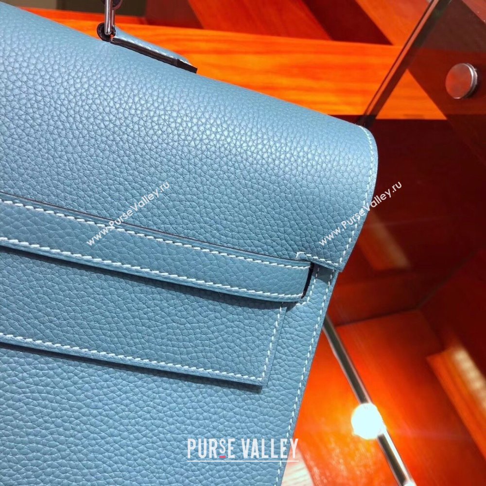 Hermes Kelly 38 Briefcase in Togo Leather Blue 2024(Full Handmade) (XYA-24082117)