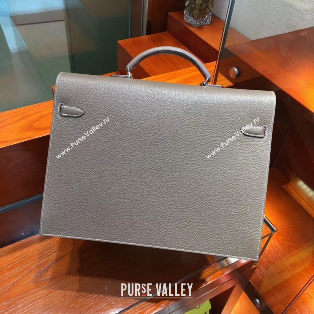 Hermes Kelly 38 Briefcase in Togo Leather Etoupe 2024(Full Handmade) (XYA-24082116)