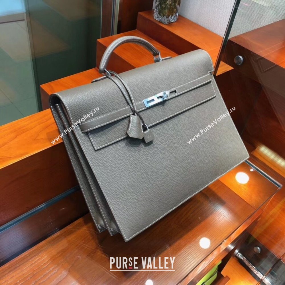 Hermes Kelly 38 Briefcase in Togo Leather Etoupe 2024(Full Handmade) (XYA-24082116)