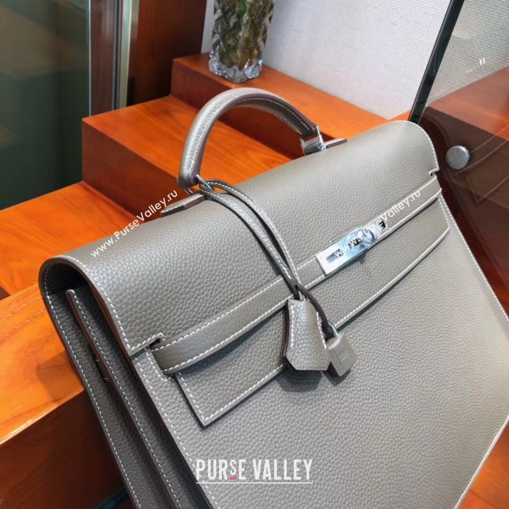 Hermes Kelly 38 Briefcase in Togo Leather Etoupe 2024(Full Handmade) (XYA-24082116)