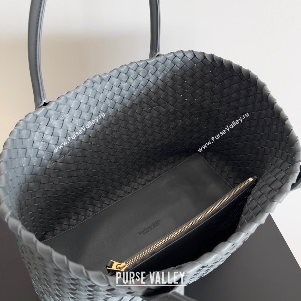 Bottega Veneta Small Cabat Tote Bag in Intreccio Leather 730297 Grey 2023 (MS-23101401)