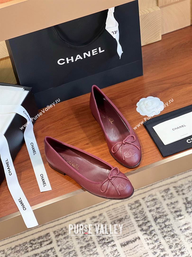 Chanel Grained Calfskin Classic Ballerinas Burgundy 2024 (KL-24111202)