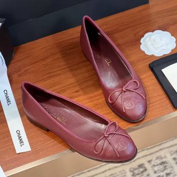 Chanel Grained Calfskin Classic Ballerinas Burgundy 2024 (KL-24111202)