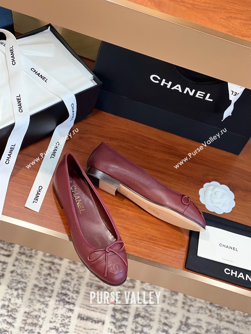 Chanel Grained Calfskin Classic Ballerinas Burgundy 2024 (KL-24111202)