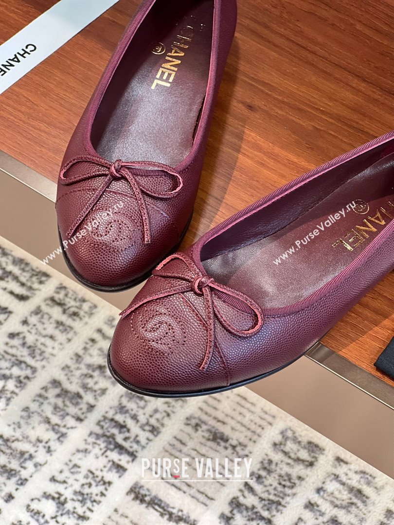 Chanel Grained Calfskin Classic Ballerinas Burgundy 2024 (KL-24111202)