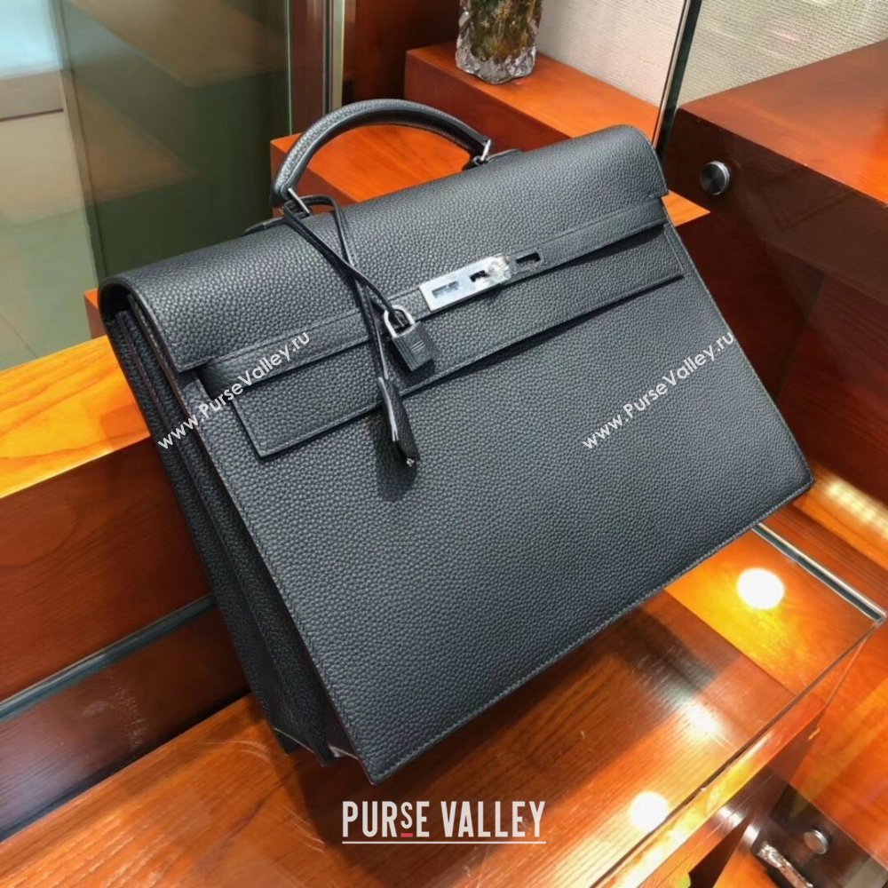 Hermes Kelly 38 Briefcase in Togo Leather Black 2024(Full Handmade) (XYA-24082119)