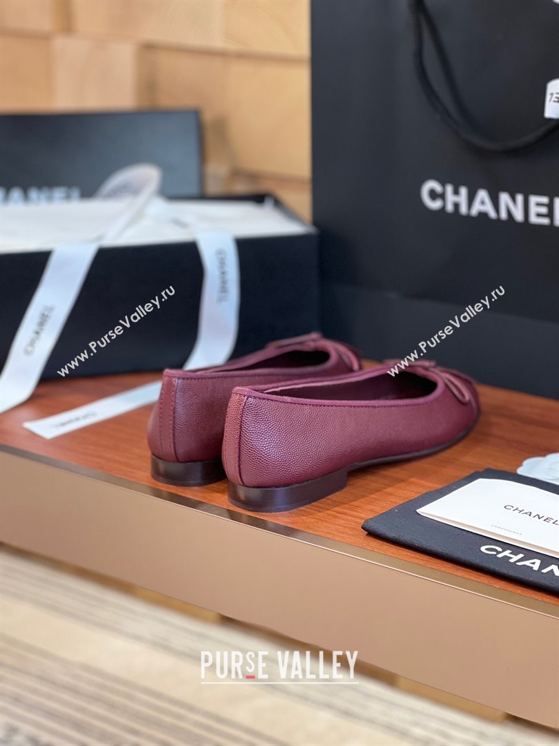 Chanel Grained Calfskin Classic Ballerinas Burgundy 2024 (KL-24111202)