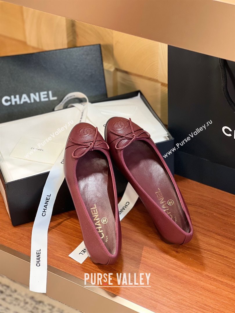 Chanel Grained Calfskin Classic Ballerinas Burgundy 2024 (KL-24111202)