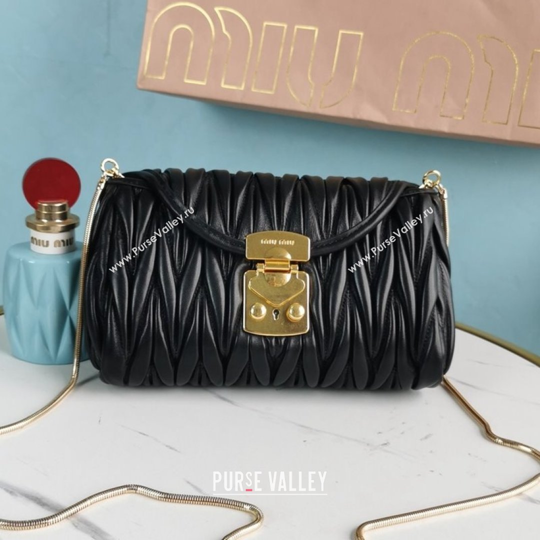 Miu Miu Matelasse Nappa Leather Shoulder Bag 5BH196 Black 2021 (JD-21091015)