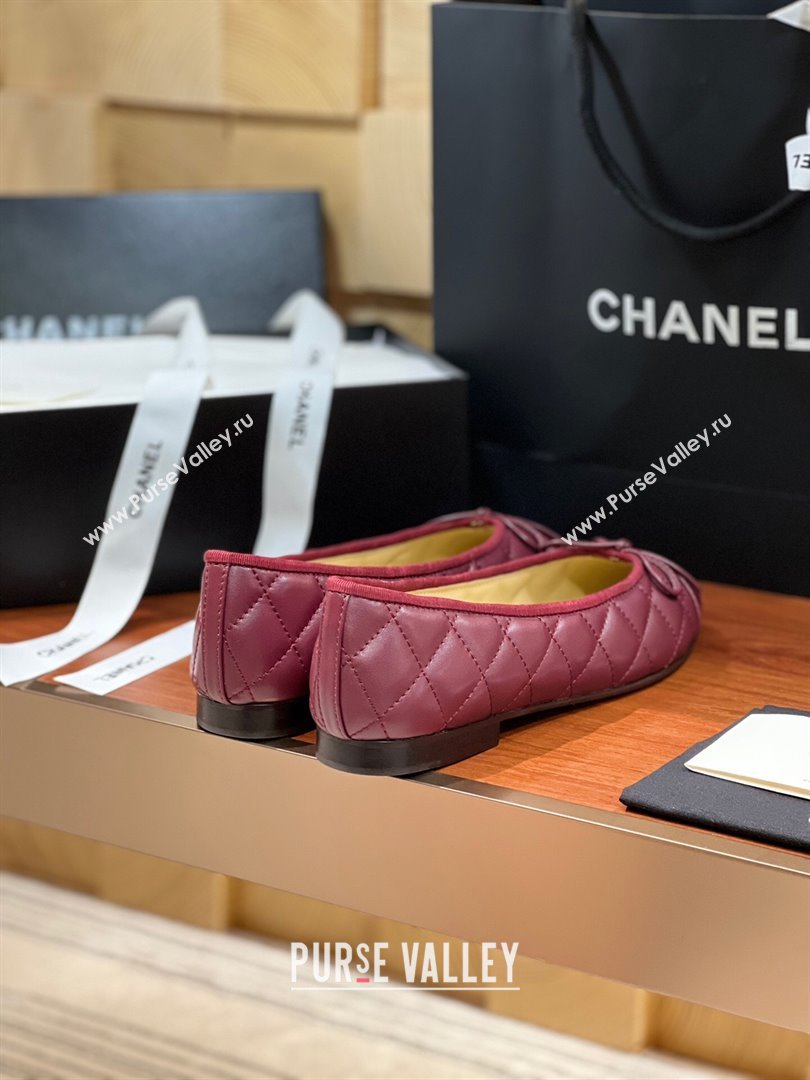 Chanel Quilted Lambskin Classic Ballerinas Burgundy 2024 (KL-24111201)