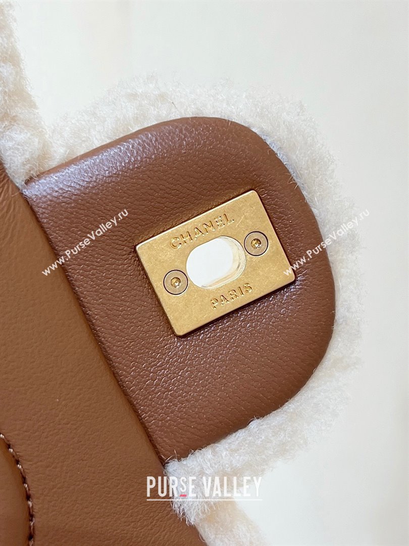 Chanel Shearling Lambskin Mini Flap Bag AS5148 Brown/Beige 2024 Top Quality (SHUNY-24111103)