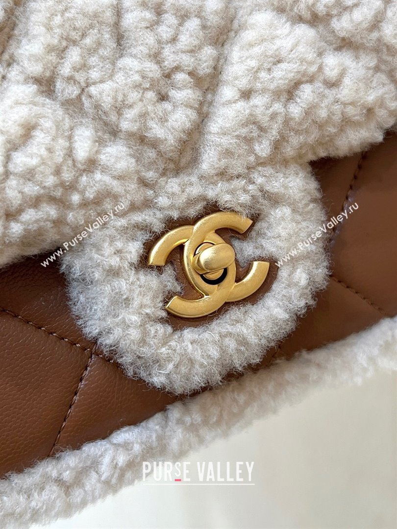 Chanel Shearling Lambskin Mini Flap Bag AS5148 Brown/Beige 2024 Top Quality (SHUNY-24111103)