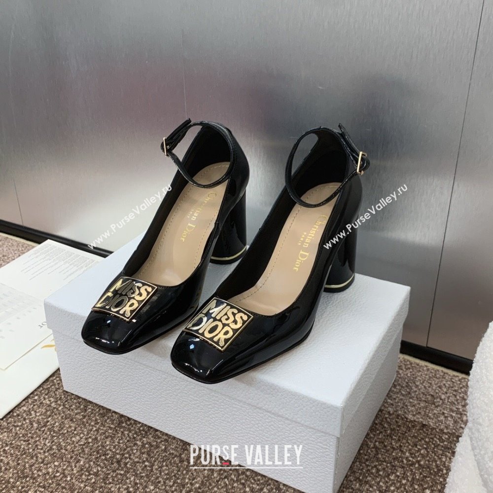 Dior Miss Dior Pump 8.5cm Heel in Black Patent Calfskin 2024 (JC-24092903)