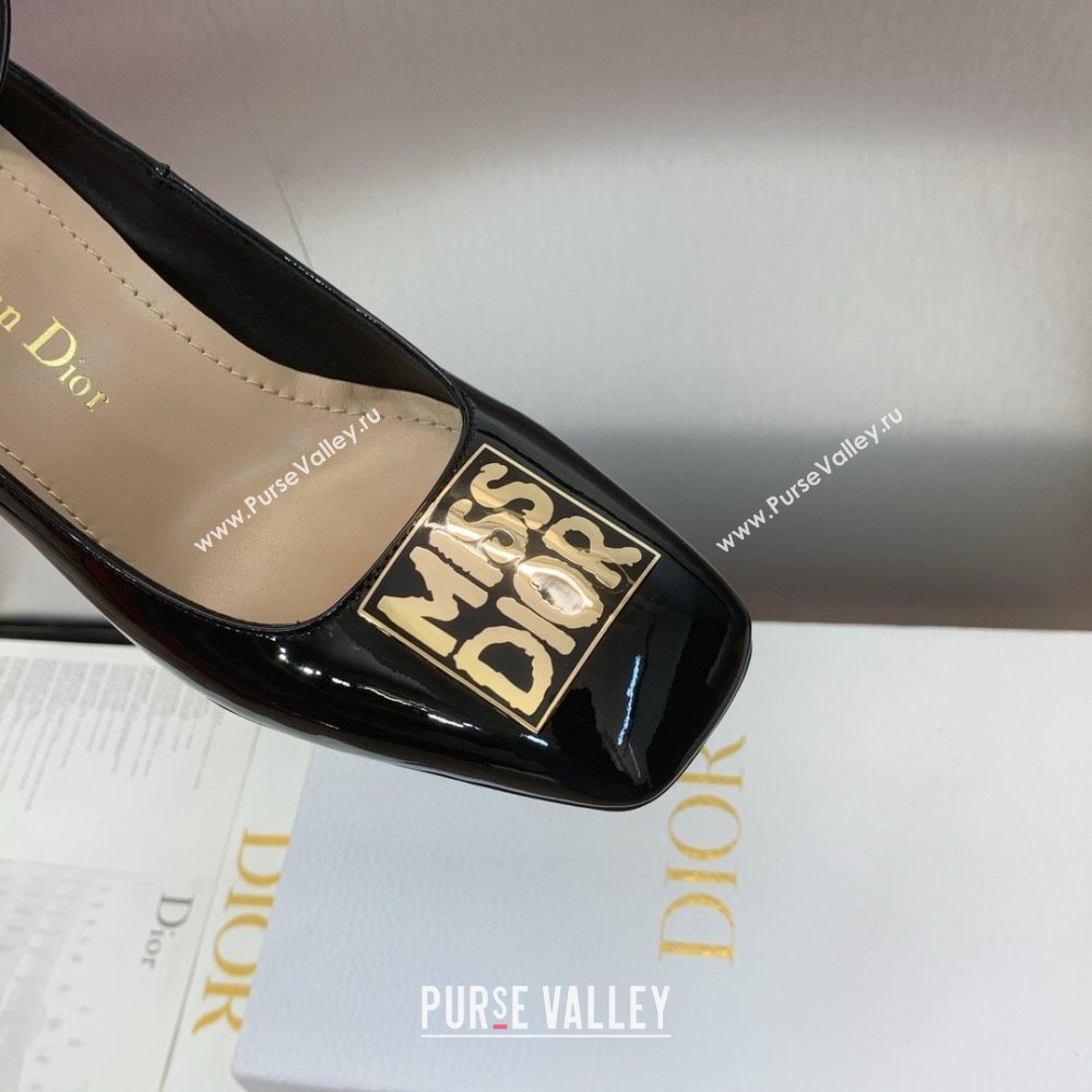 Dior Miss Dior Pump 8.5cm Heel in Black Patent Calfskin 2024 (JC-24092903)