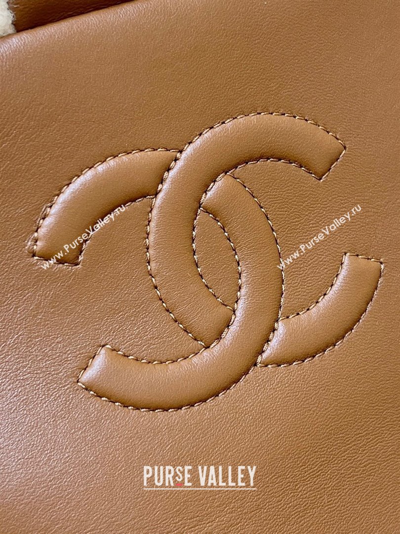 Chanel Shearling Lambskin Flap Bag AS5149 Brown/Beige 2024 Top Quality (SHUNY-24111106)