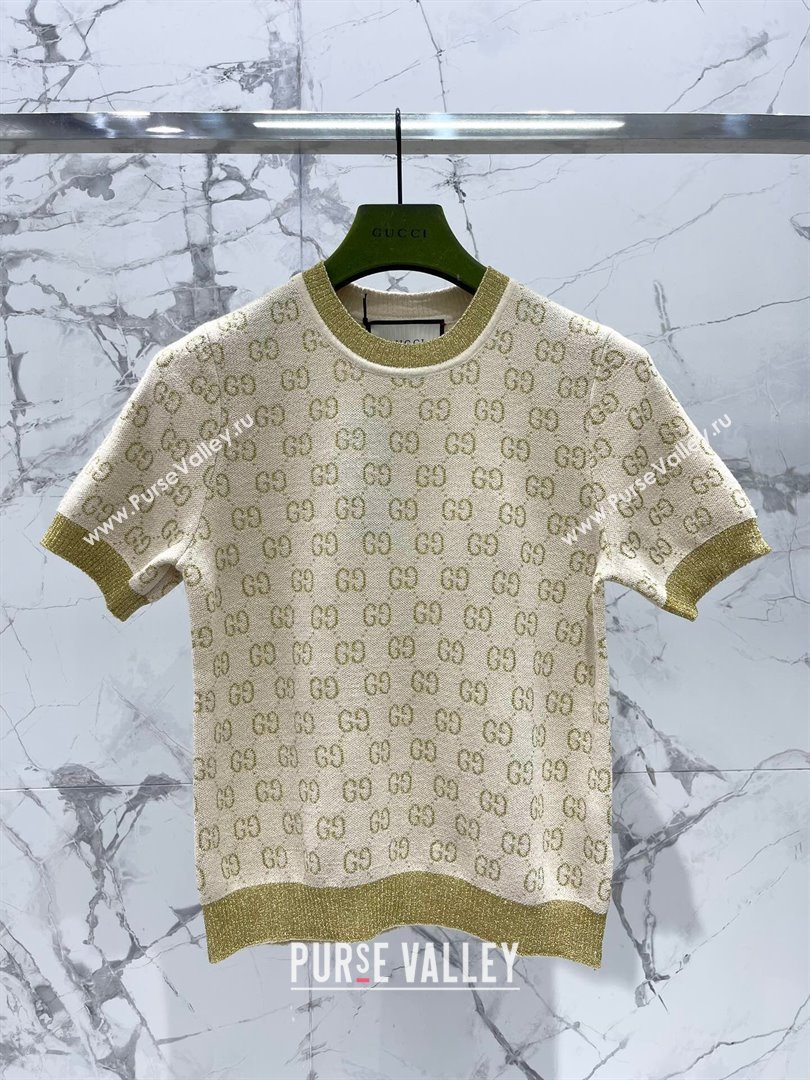 Gucci Wool Cashmere Short-sleeved Sweater G022604 Beige 2024 (Q-24022604)