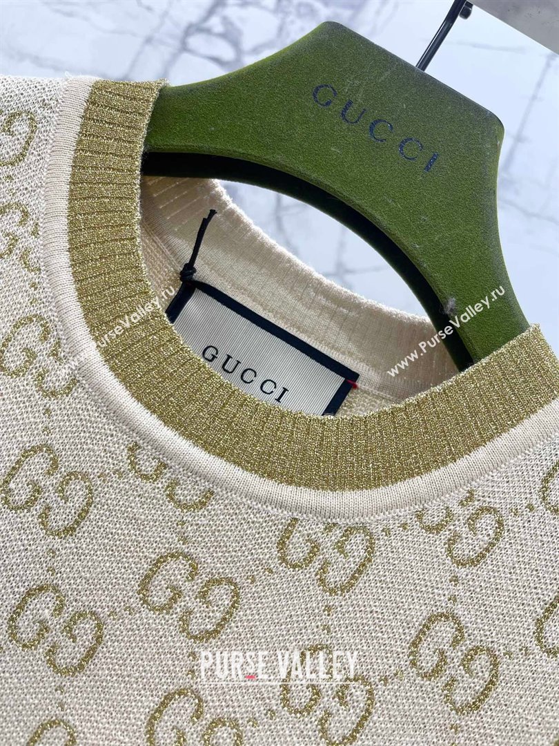 Gucci Wool Cashmere Short-sleeved Sweater G022604 Beige 2024 (Q-24022604)