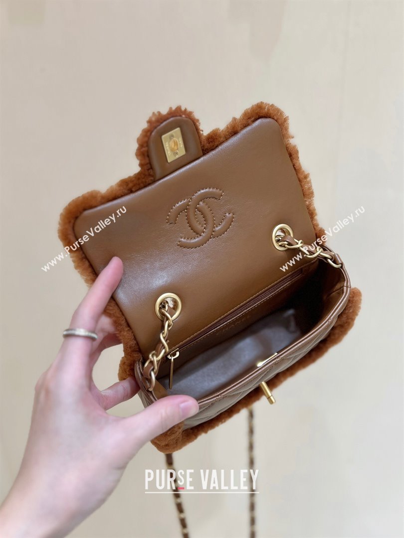 Chanel Shearling Lambskin Mini Flap Bag AS5148 Brown 2024 Top Quality (SHUNY-24111107)